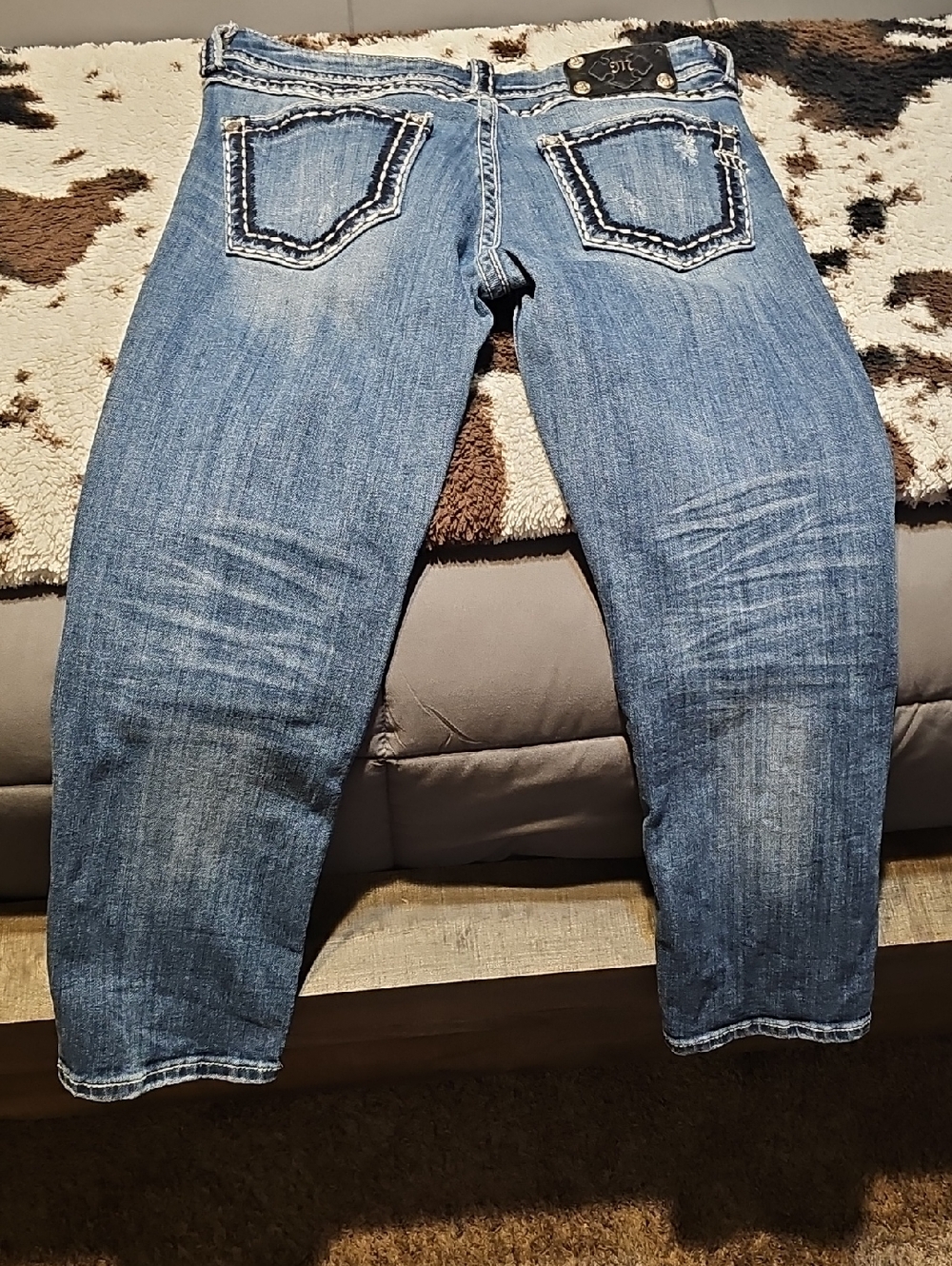 Womens Blue Miss Me Denim Capris - Classic Washed Look